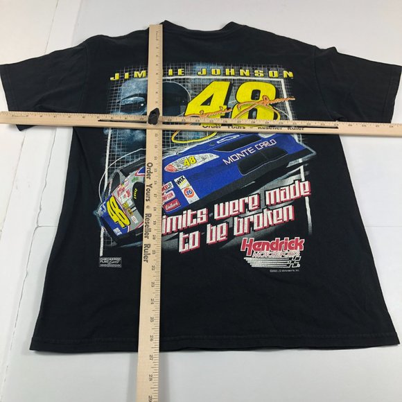 Jimmie Johnson NASCAR Shirt Men's Medium Black Colorful No Limits Racing Tee #48 - Picture 13 of 15